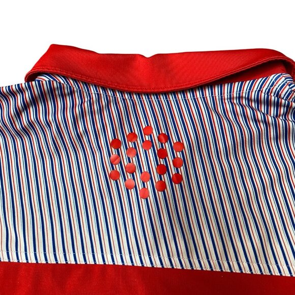 PumaDry Cell Golf Polo Mens Medium Performance PWRCool Red Blue Striped - Picture 4 of 7